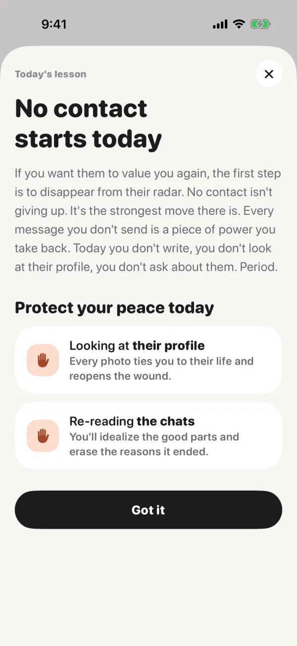Today's lesson in No Contact.