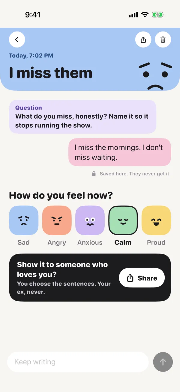 A message in No Contact that was never sent.
